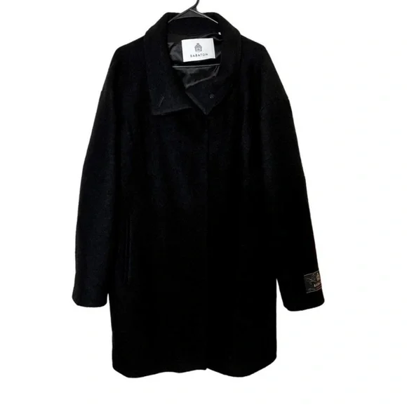 NWT Babaton Correa Funnel-Neck Wool Coat Black Size Large - Picture 6 of 13